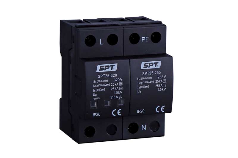 10020/4ENCM - Type 1+2+3, 50KA (Level 3/4), 3 phase device with indication,  complete in IP65 polycarbonate enclosure, including a 3 pole 63AMP MCB